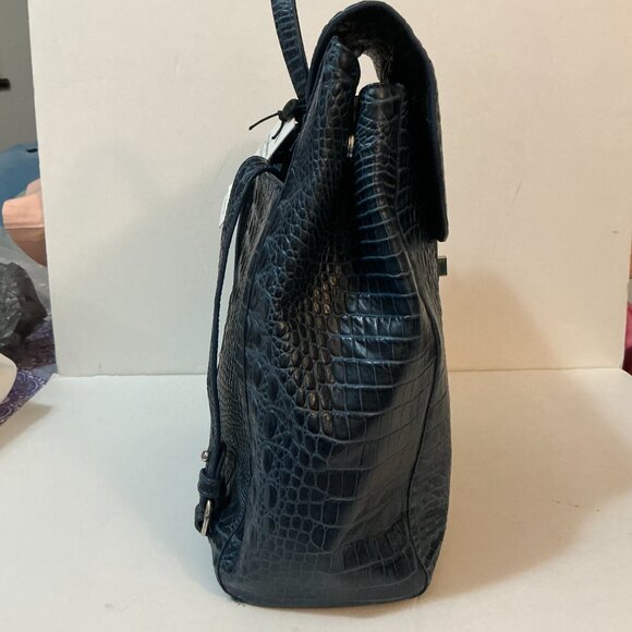 BRAHMIN Sadie Backpack Navy Tidewater Blue Leather NEW